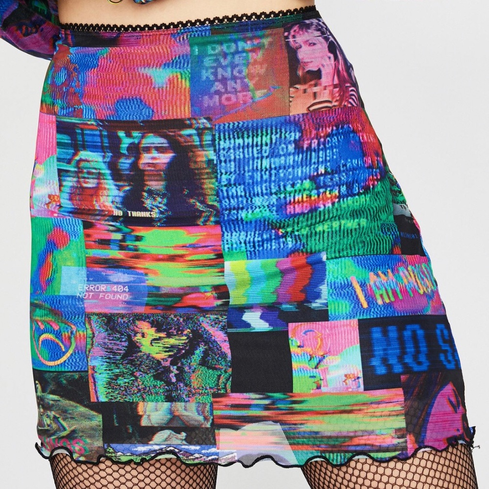 Dolls Kill Glitch Mesh Skirt